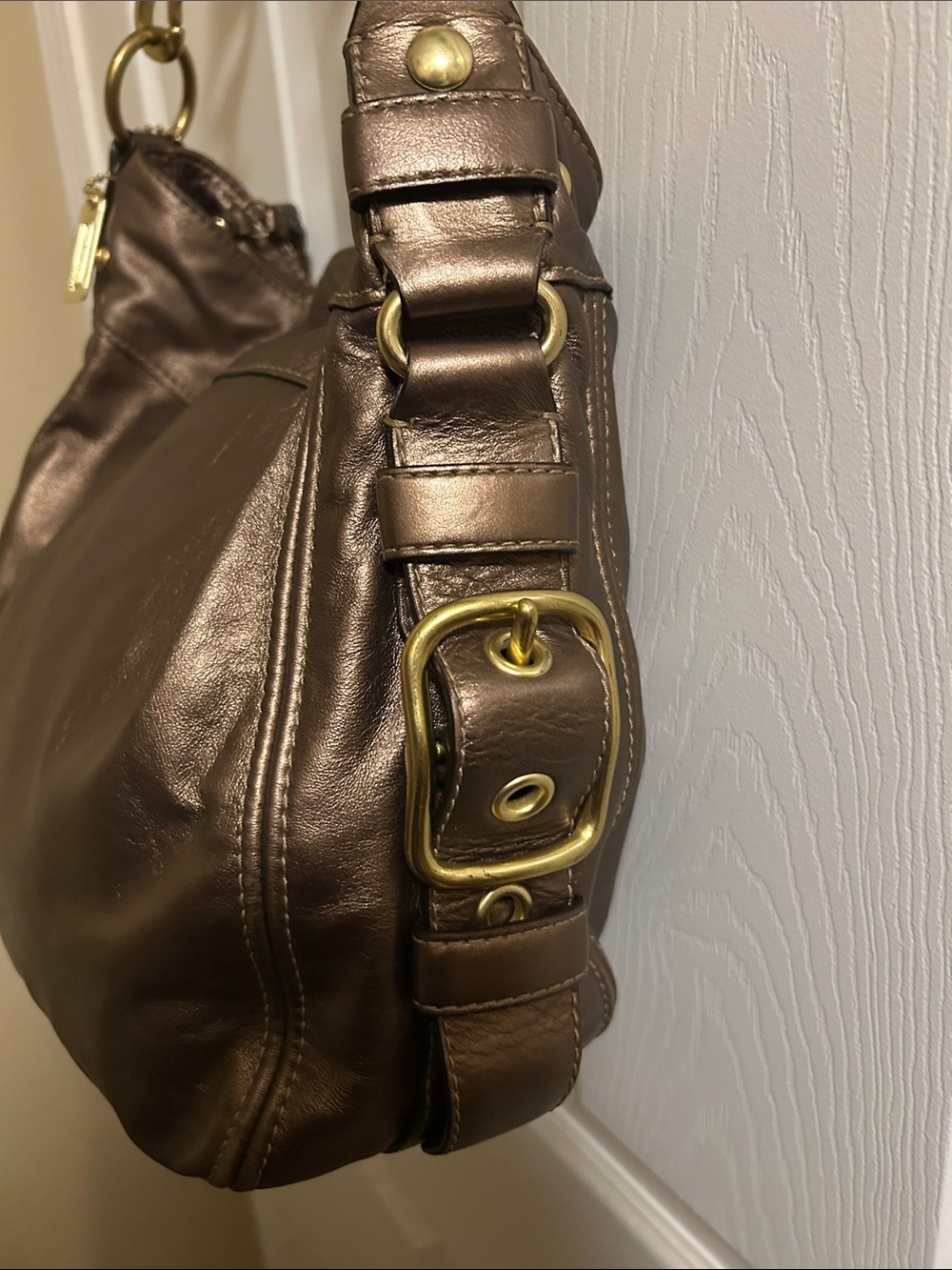 Coach Metallic Bronze Leather Shoulder Bag with Gold Hardware - Picture 2 of 11